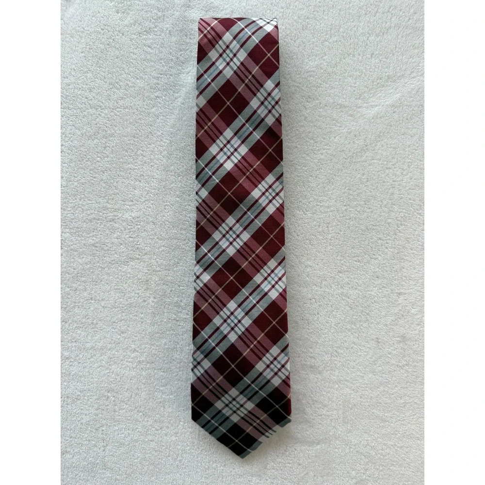 JOS. A. BANK Signature Collection Silk Tie Burgundy Plaid Stripes‎ Business